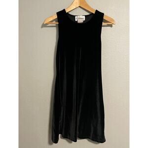 Vintage Womens Dress Small Black Velvet Stretch Sleeveless Witchy Goth 90s Y2K